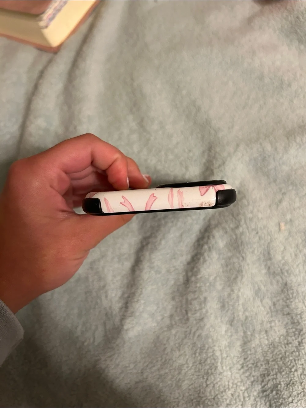 Pink Bow Pattern Protective Phone Case - White & Pink